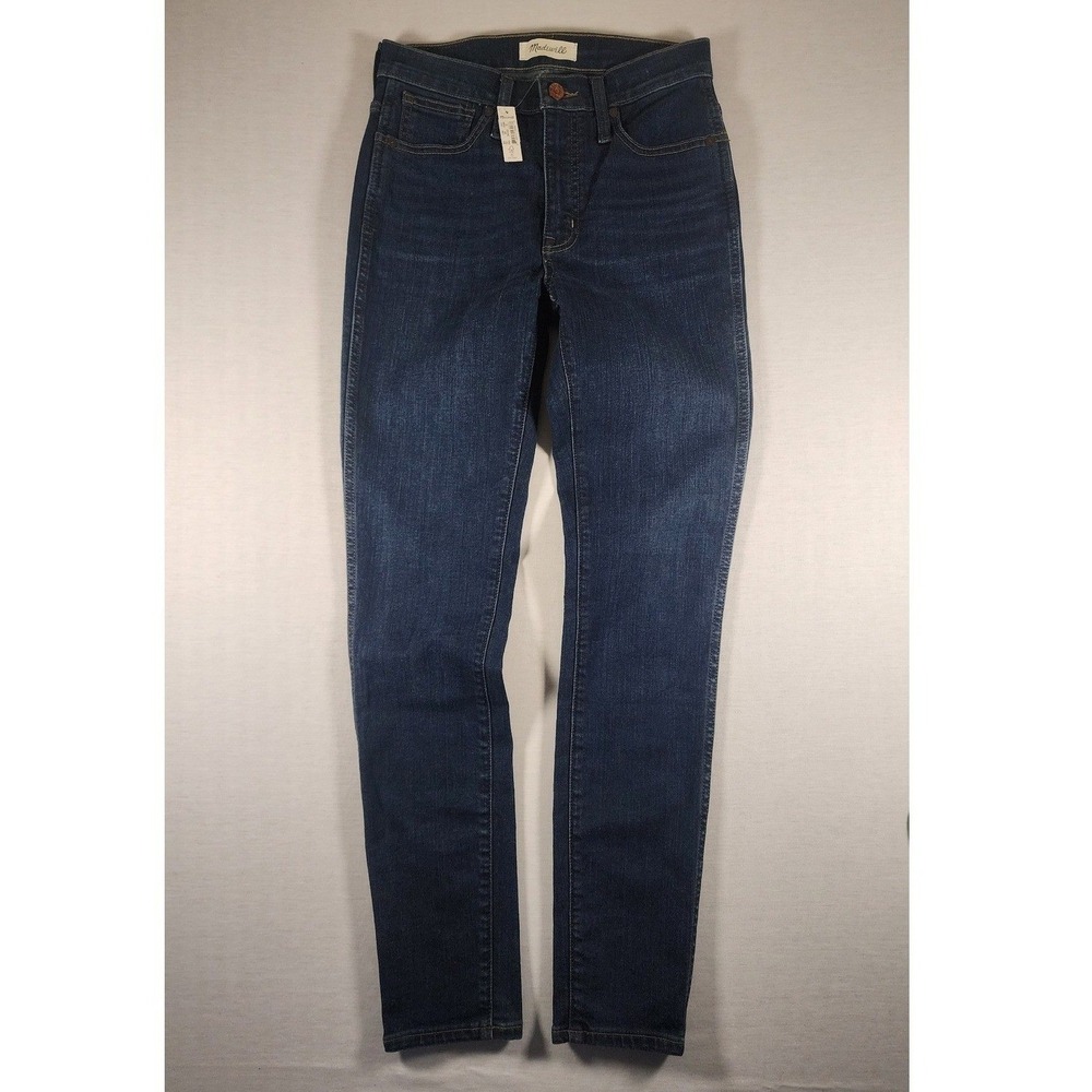 Madewell NEW High Rise Jeans Women 25 Blue 10" Skinny Dark Wash Stretch‎ F4684